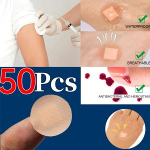 50 ชิ้นเวลาในการทรงกลมบางเฉียบกันน้ำระบายอากาศ แพทย์เด็กท่องเที่ยว ผลผ้าพันแผล ปฐมพยาบาล เบื้องต้น พลาสเตอร์ ปิดแผล