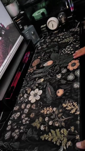 Large Boho-Inspired Floral Gaming Mouse Pad Anti-Slip Rubber Base Mousepads & Stitched Edges Desk Mat For Home Office