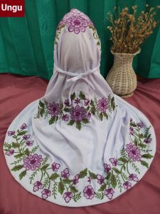 Mukena Terusan Dewasa Katun Mikro Motif Bordir Bunga Dahlia Indah Cantik
