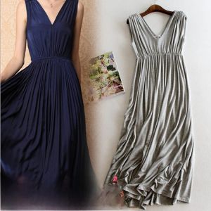 Summer New Design Modal Sleeveless Wide Hem Dress
