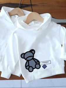 Childrens Hooded Long Sleeve Cotton Sweatshirt Thin Spring Autumn New Arrival Male Female Baby Clothing Rabbit Fur 100%