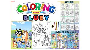 Bluey Coloring Book for Kids with FREE Resealable Pouch Gift Ready Best Birthday Party Giveaways Fun