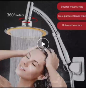 E.ACC - High-Pressure 360° Rotatable Rainfall Showerhead with Handheld Sprayer for Water-Saving Bathroom Fixture
