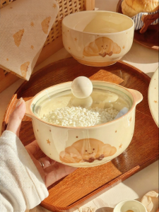 MODERN SWEETHOME | Underglaze Individual Servings Covered Ceramic Bowl