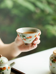 Hand-Painted Ceramic Tea Cup Pure Hand-Drawn Gourd Shaped Home Use Tea Drinking Cup Single Piece Gongfu Tea Set from Dehua