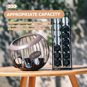 Large Capacity Espresso Capsule Holder Coffee Capsule Storage Basket Rack Metal for Keurig Nespresso Vertuo Tea Bag K-cup Organizer Storage Basket Countertop Display
