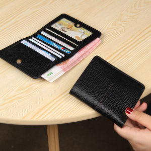 Ultra-Thin Leather Short Wallet for Women 2025 New Style Foldable Buckle Design Multi-Card Slot Compact Cowhide Purse