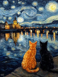 500/1000pcs of Thick and Scratch-resistant Paper Jigsaw PuzzleTwo Cats An Orange Cat and Black (336)Large Puzzle Game Adult