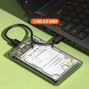 USB 3.0/Type C External Hard Drive Enclosure 2.5 Inch SATA to USB3.0 UASP Clear Portable Hard Drive Case HDD Tool-Free