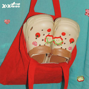 Thick Bottom Clog Shoes Womens Outdoor Summer Slippers Cute DIY Apple Tomato Hole Shoes Korean Style EVA Material