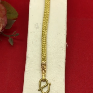 สร้อยข้อมืองานดิบทองเหลืองลายชีฟองห้อยจี้ถุงทองหัวใจ ความยาว 7 นิ้ว งานดิบไม่ได้ชุบ ทองเหลืองโบราณ ดีไซส์สวย พร้อมส่ง