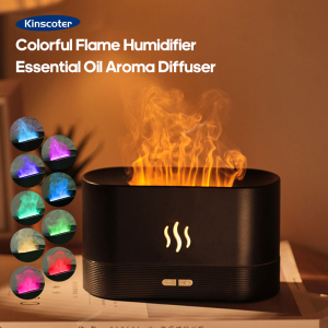 Kinscoter Aroma Diffuser Air Humidifier Ultrasonic Cool Mist Maker Fogger Led Flame Lamp Essential Oil Difusor
