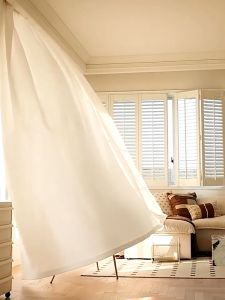 Solid Color White Sheer Curtain for Living Room Bedroom Kitchen Door Window with Ring Korean Sheer Curtain Lace