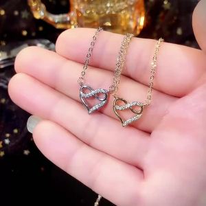 Huitan Infinity Sign Heart Pendant Necklace Charming Graceful Delicate Neck Accessories for Women Love Romantic Wedding Jewelry