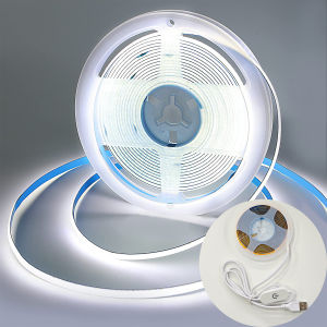 1m-5m USB COB LED Strip Light 5V 320LEDs/m DIY TV Mirror Backlight Flexible Ribbon Tape Touch Sensor Dimmable Kitchen Room Lamp