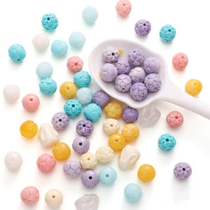 2Pcs Resin Mixed Colorful Lotus Flower Beads Rabbit Charms for Jewelry Making DIY Bracelet Necklace Earrings Accessories