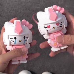 Hello Kitty Mecha Cat Face Changing Doll Keychain Pendant Cartoon Cute Decompression Toy Grils Gift