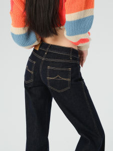 Deep Blue Loose Fit Womens Jeans Bell Bottoms Retro Low Waist Wide Leg Pants Versatile Casual Style Spring 2025 New Arrival