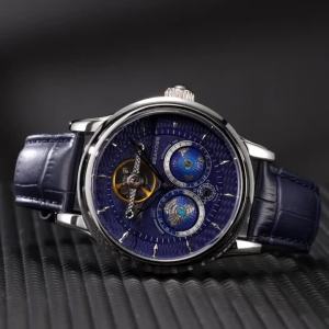 SEAKOSS Mens Mechanical Watch Automatic Movement Clock Male 3D Dual Earth Rotating Waterproof Pilots 1963 Flywheel Wristwatches