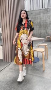 Daster Viral Kekinian Motif Lolipop Jumbo Busui LD 120 Dewasa Ibu Muda Bumil Santai Rayon Premium