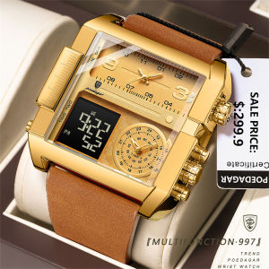 POEDAGAR Luxury Man Watch Rectangle Waterproof Luminous Day Week Men Wristwatch Digital Multifunction Mens Watches Quartz