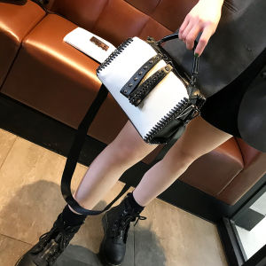 Fashionable Soft Leather Wide Strap Chain Crossbody Bag Womens New 2025 Color Block Casual Handbag Versatile Handbag