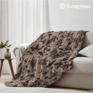 Beast Kingdom | Dark Witch Gothic Sketch Soft Warm Flannel Blanket Lightweight Cozy Christmas Halloween Home Decor Room