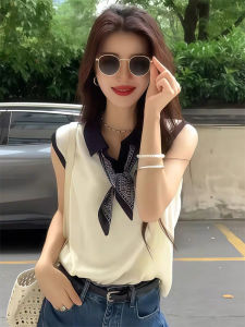 YUEZHONGWEI | Áo Polo Tay Ngắn Không Lưng Dệt Kim Cổ Silk Đa Màu