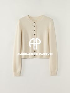 Round Neck Multi-color Short Cashmere Cardigan