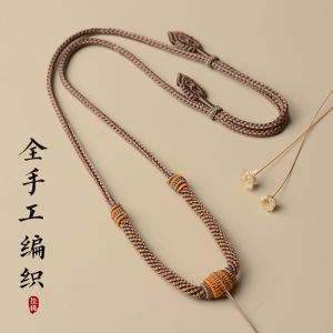 Handcrafted Pure Silk Thread Beaded Pendant Necklace for Men And Women Eight Strands Jadeite Gold Honeycomb Red String
