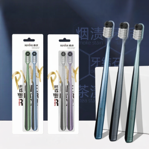 Mens Spiral Separation Toothbrush Medium Hard Bristles 2 Pieces