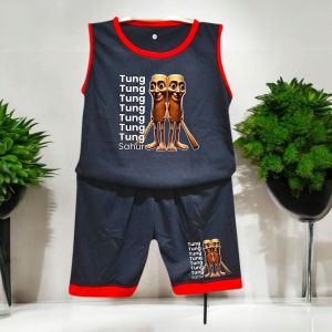 SETELAN FULL SINGLET ANOMALI TUNG TUNG SAHUR ANAK USIA 2-10 TAHUN/BAJU SATU SET TUNG TUNG SAHUR ANAK CEWEK COWOK