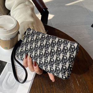 Elegant Portable Handbag Womens Clutch Bag High-End Storage Mobile Phone Bag Canvas Zipper Closure Casual Style Youth Friendly