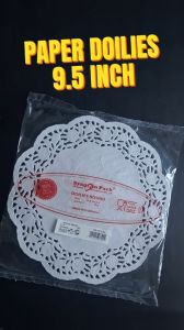 (isi 100 pcs) Paper Doyleys 9.5\\\" Inch Kertas Doilies 24 cm Alas Kue Renda Round White Dragon Pack