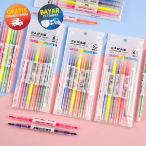 MIKADO - KP161 STABILO PASTEL 1 SET HIGHLIGHTER 2 SISI 6 PCS STABILO LUCU