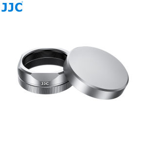 ฮูดเลนส์ JJC พร้อมฝาครอบเลนส์สำหรับกล้อง Fujifilm X Half อุปกรณ์เสริมสำหรับกล้อง ฮูดเลนส์โลหะผสมอลูมิเนียมพร้อมฝาครอบเลนส์กันฝุ่น