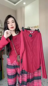 Set Bộ Nữ Thun Tăm Quần Suông Kẻ Caro Áo Tay Loe Vạt Nhọn Cài Cúc Mặc Nhà Đi Chơi Đẹp Thời Trang Giá Rẻ Nhất Sale Ngay Tại Lazada