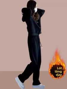Shalldoer | Fleece Lined Thicker Hoodie Sportswear Set Female