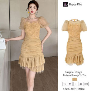 Happy Diva เดรสแขนฟูหางปลา กระชับสัดส่วน - ชุดร้อนใส่เที่ยวงาน 50878