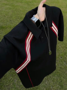 Striped Patchwork American High-Grade Polo Shirt