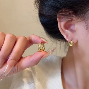 Pharaoh🍓2PCS/Set Anting Paduan Gaya Ins Sederhana/Anting Geometris Emas Dan Perak/Anting Wanita Kelas Atas COD