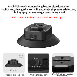 feichao | Car Electric Suction Cup Camera Mount Auto Air Replenish Leak Alarm for Gopro DJI Action 6 Insta360 X6 30kg Heavy Duty Barcket