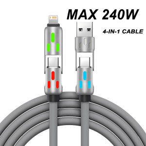 Cáp USB Type C 4 Trong 1 Sạc Nhanh 240W Hỗ Trợ PD Tương Thích Với iPhone 16 Pro Max 15 iPad Xiaomi Samsung Máy Tính Bảng Dây Dữ Liệu 1m