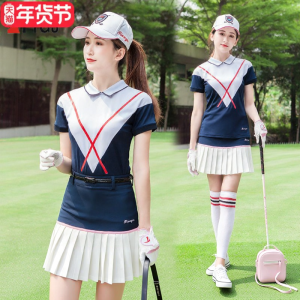 TTYGJ | Women Golf Polo T-Shirt with Skort Summer Sportswear Set