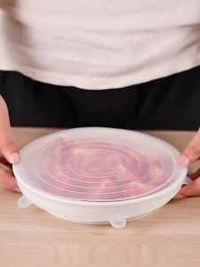 6 Pcs Silicone Stretch Durable Lids Reusable Flexible Food Fruit Cover Preservation Cover Refrigerator Microwave Oven Sealing Preservation Film