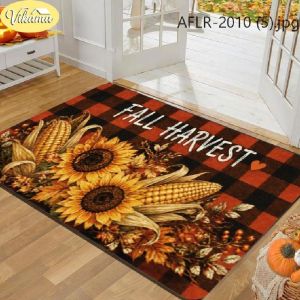 VIKAMA Fall Welcome Doormat Gather Together Pumpkins Sunflowers Buffalo Plaid Autumn Entryway Rug Front Porch Decor