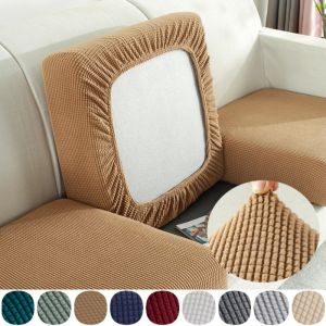 Elastic Sofa Seat Cover Patchwork Sofa Cover 1/2/3/4 Seater Solid Color Fleece Sarung Kusyen Bujur Back Cushion Cover For Living Room Decorate Sarung Sofa hooking