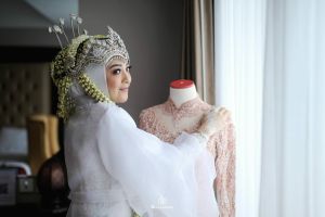 Kimono Organza Wedding Pengantin Wanita Kekinian Tanpa Inner tangan Tiga Layer Robe Dress Mutiara