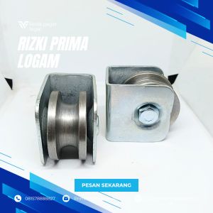 Roda pagar besi bubut 67810cm || Doubel bearing || Siap pakai