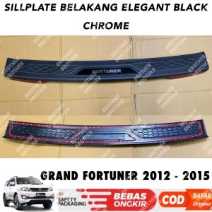 Sillplate Belakang Grand Fortuner TRD 2012 2014 2015 Hitam Black Chrome Reflektor